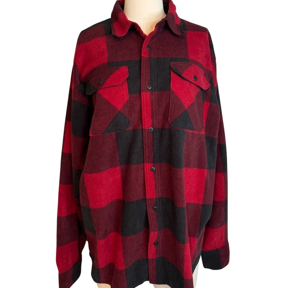 Wrangler‎ Mens Plaid Flannel Shirt Jacket XL Red Black Buffalo Check
